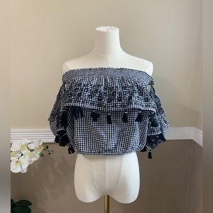 Black & White Off The Shoulder Shirt